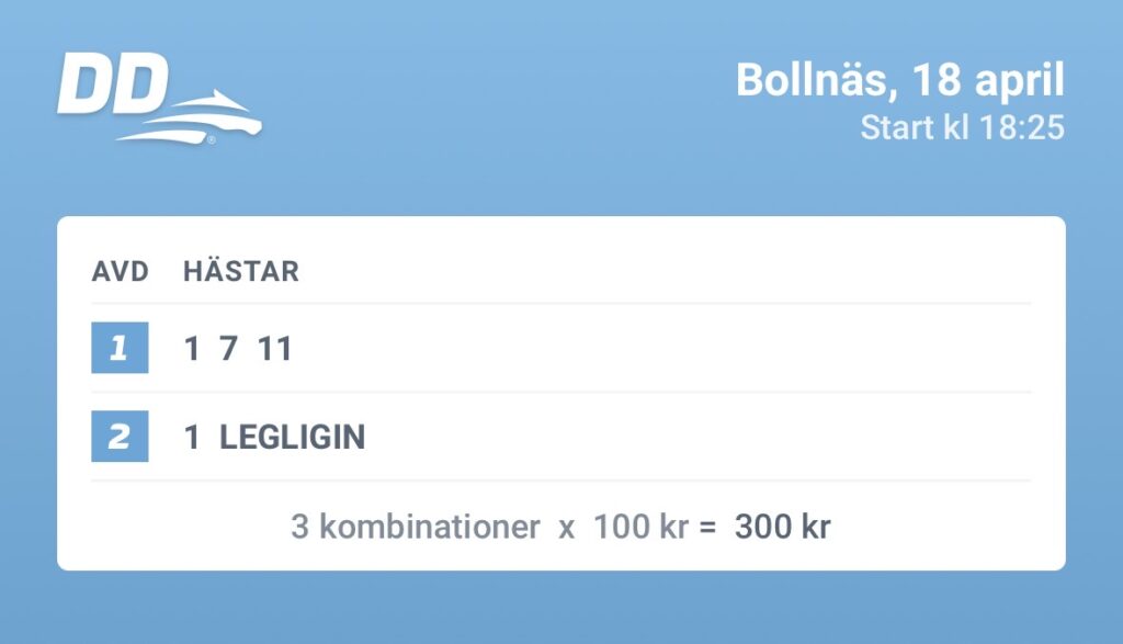 Tips Dagens Dubbel 18/4 med Bosse Eklöf